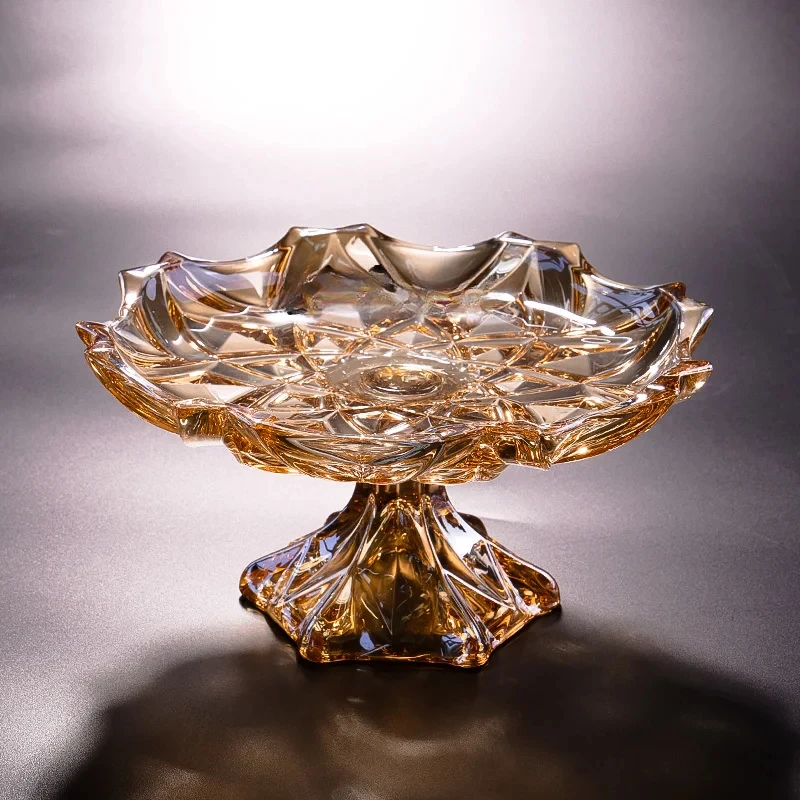 

TQH Creative Front Desk Club Exquisite Hotel Glass Fruit Plate Ktv Candy Plate Special for Home Tall Beauty Salon