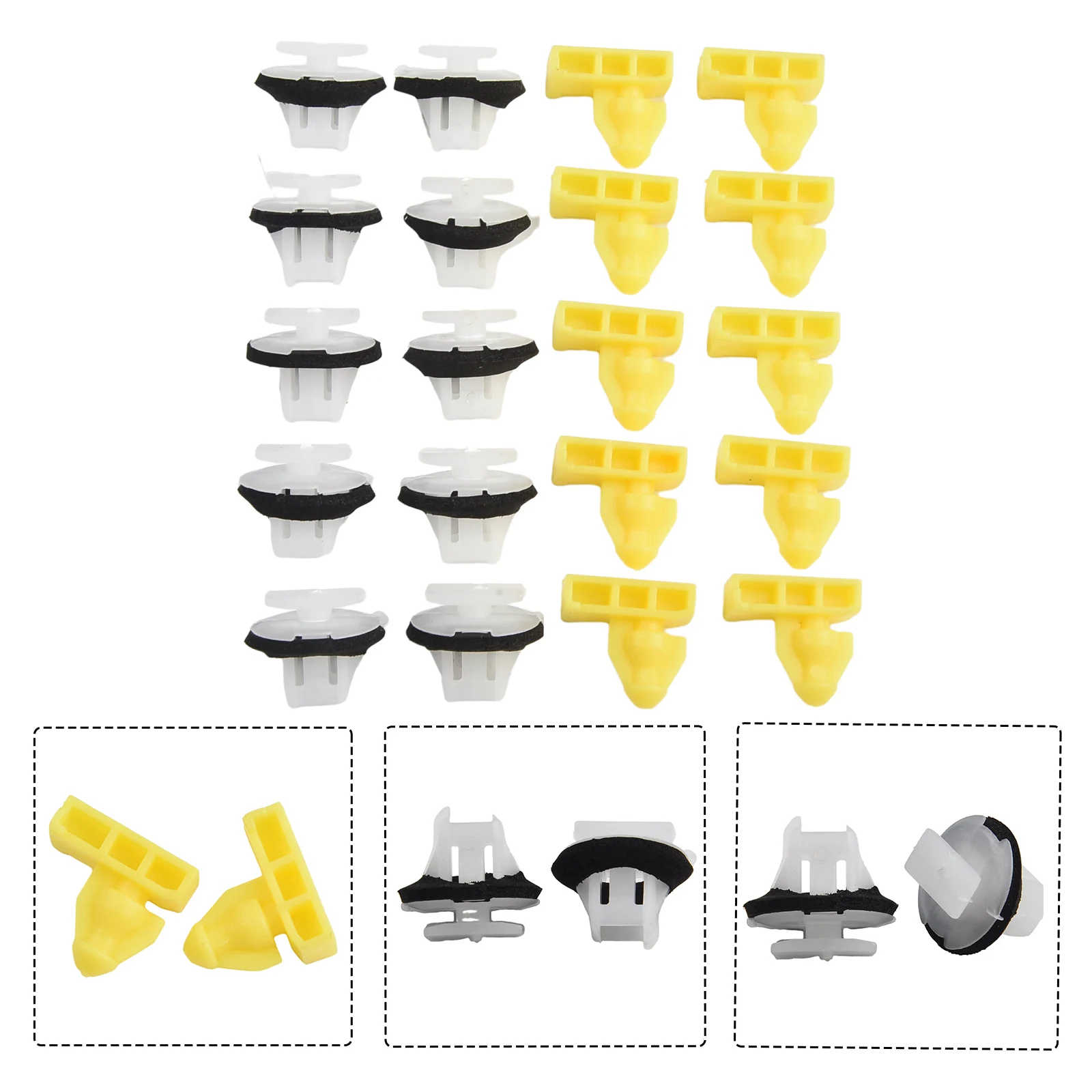 

20pcs Washers White Clips Washers White Clips 76847-JG00A 76882-JG10A Yellow Clip For X-Trail White Clip White