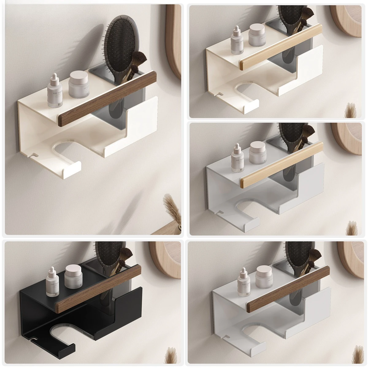 

Hair Dryer Holder Wall Dryer Cradle Straightener Stand Hairdryer Organizer Box Toilet Blower Holder Shelf Bathroom Accessories