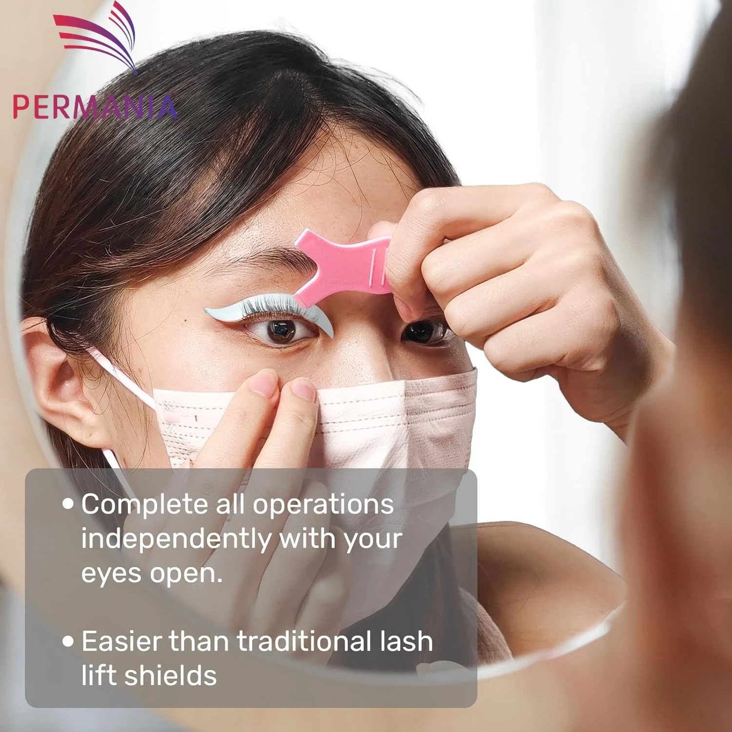 Permaina Koreanische Wimpernliftstangen, 5 Größen, starker Halt, leimloser Wimpernliftschutz, kann mit offenen Augen für das Wimpernlifting verwendet werden