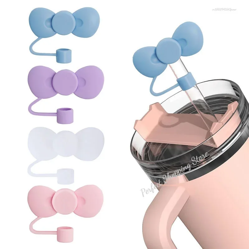 Lovely Bow Straw Covers Cap Toppers For Stanley 30&40 OZ Tumbler Cup Reusable Cute Silicone Straw Tips Lids Protect view 2
