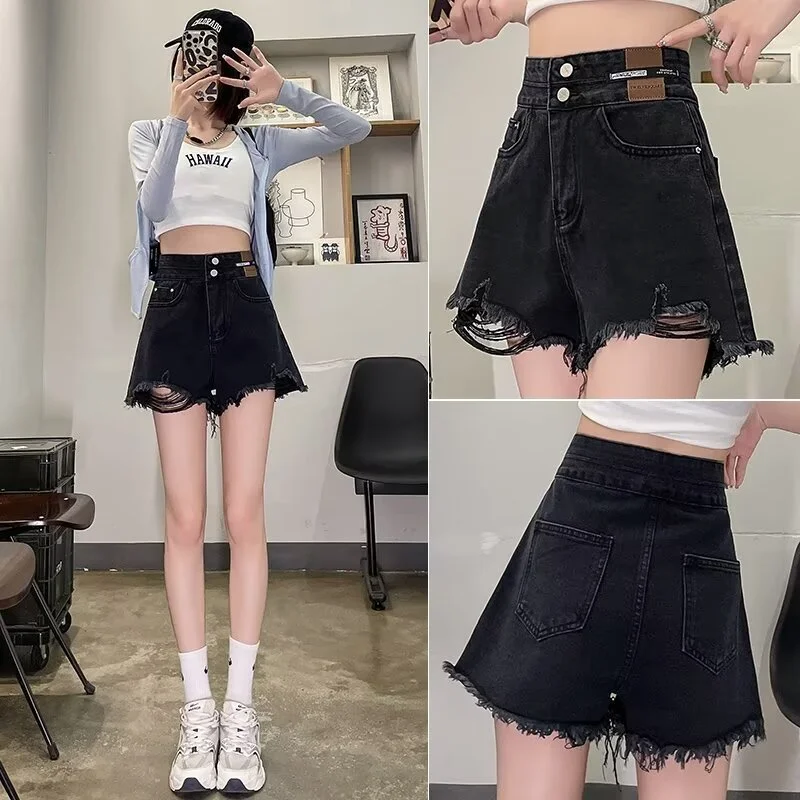 Calça jeans elástica cintura alta, calça preta emagrecedora, shorts justos, perna reta, perna larga, calças quentes para mulheres, verão