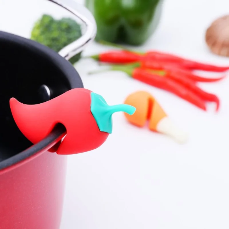 Silicone Carrot Chicken Leg Shaped Pot Lid Lifting Anti Overflow Device, Anti Overflow Pot Lid Clip, Practical Kitchen Tool