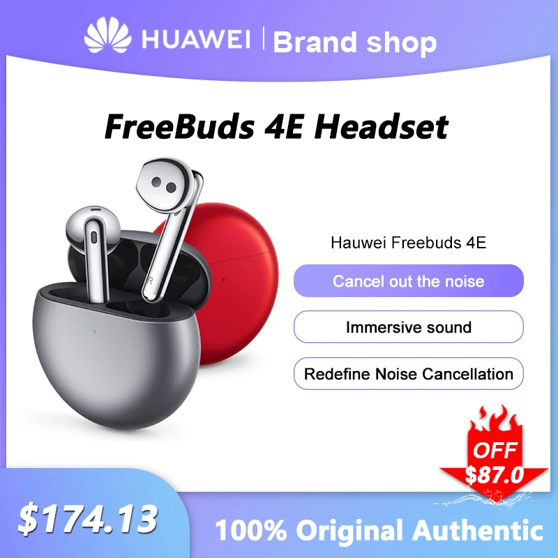 

NEW Huawei FreeBuds 4E wireless bluetooth headset semi-in-ear running sports headset active noise reduction long battery life