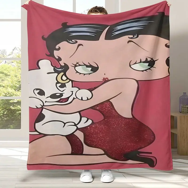 Cute B-Betty Girl B-Boop Cartoon Soft Flannel Throw Blanket,Cozy Blanket for Bed,Sofa,Living Room,Picnic,Camping,Home Decor,Gift