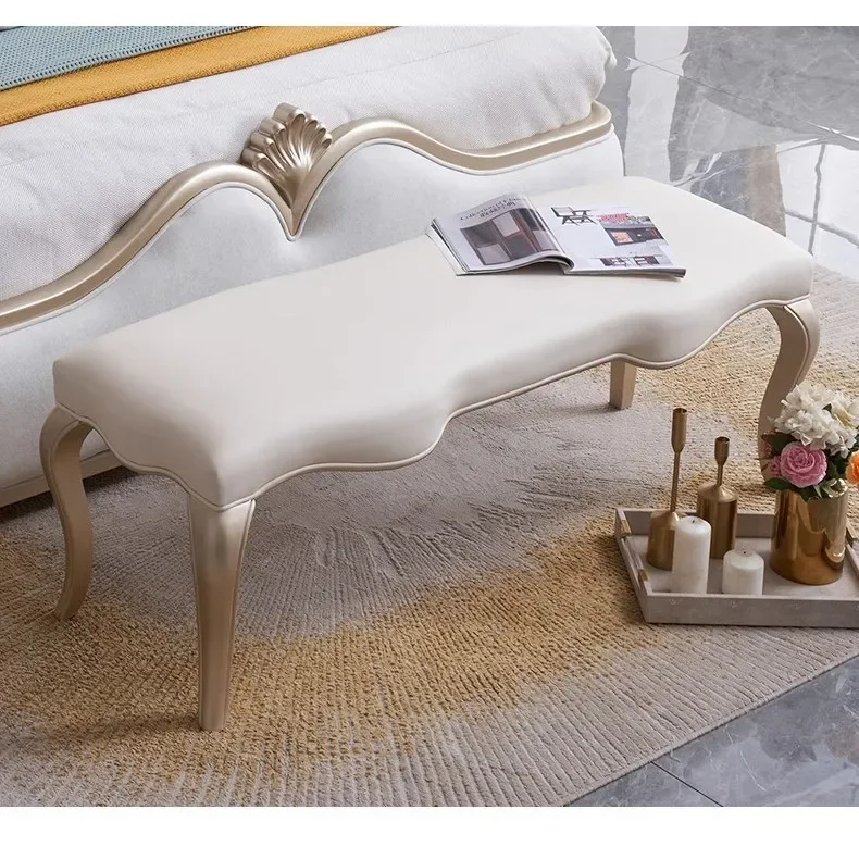 Light luxury bedroom sofa stool in front of bed French bedside stool bed couch shoe change bench bench