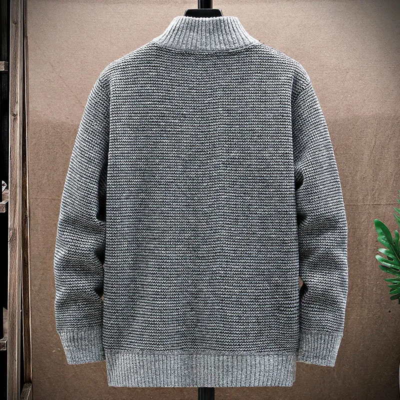Men Knitted Cardigans Sweater Winter Warm New Stand-up Collar Zipper Cardigan SweatersCoat Jacket Casual Fashion Men Clothing