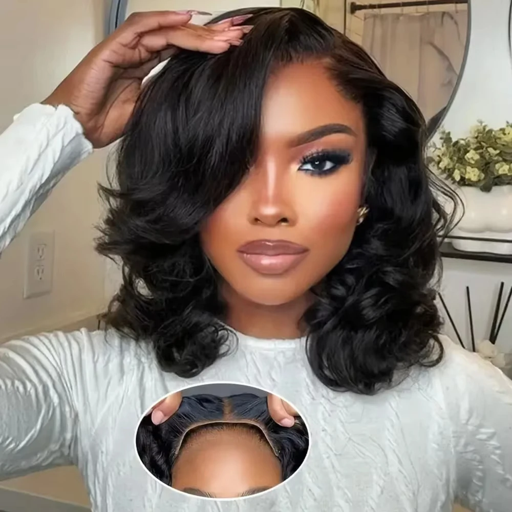 

200 Density Bob Wig Body Wave Wear And Go Glueless Wigs For Women Ready To Wear Human Hair Wigs Pre Plucked Lace Wig