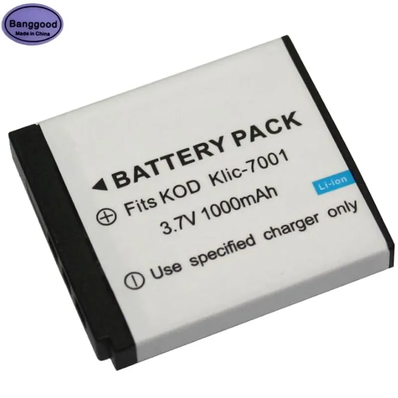 3.7V 1000mAh KLIC-7001 KLIC7001 KLIC 7001 Camera Battery for Kodak EasyShare V550 V570 V610 V705 V750 M320 M340 M341 M753 M763