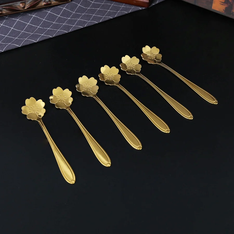 6 pieces of flower design spoon combination set, coffee spoo