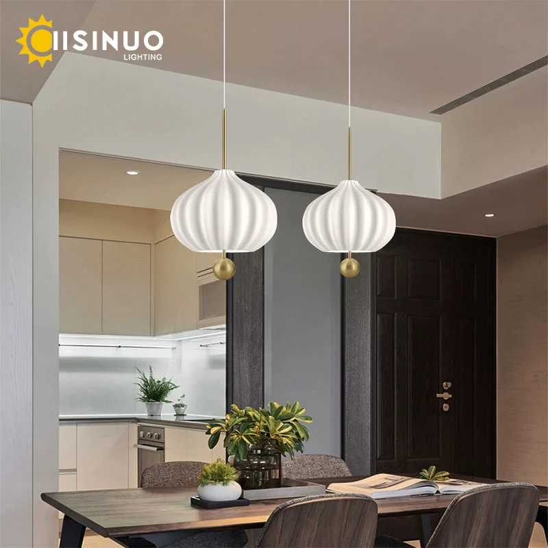 Bauhaus Style White Glass Pendant Light Vintage Handcrafted Clear Glass Shade Chandelier Adjustable Cable for Bedroom Study Home