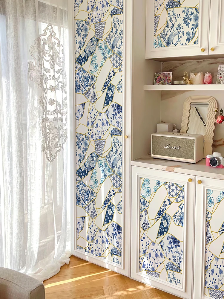 Waterproof Self-Adhesive Wall Stiers Chinese Sle Furniture Rvation Cabinet Beautin Door Transformation PVC Rect...