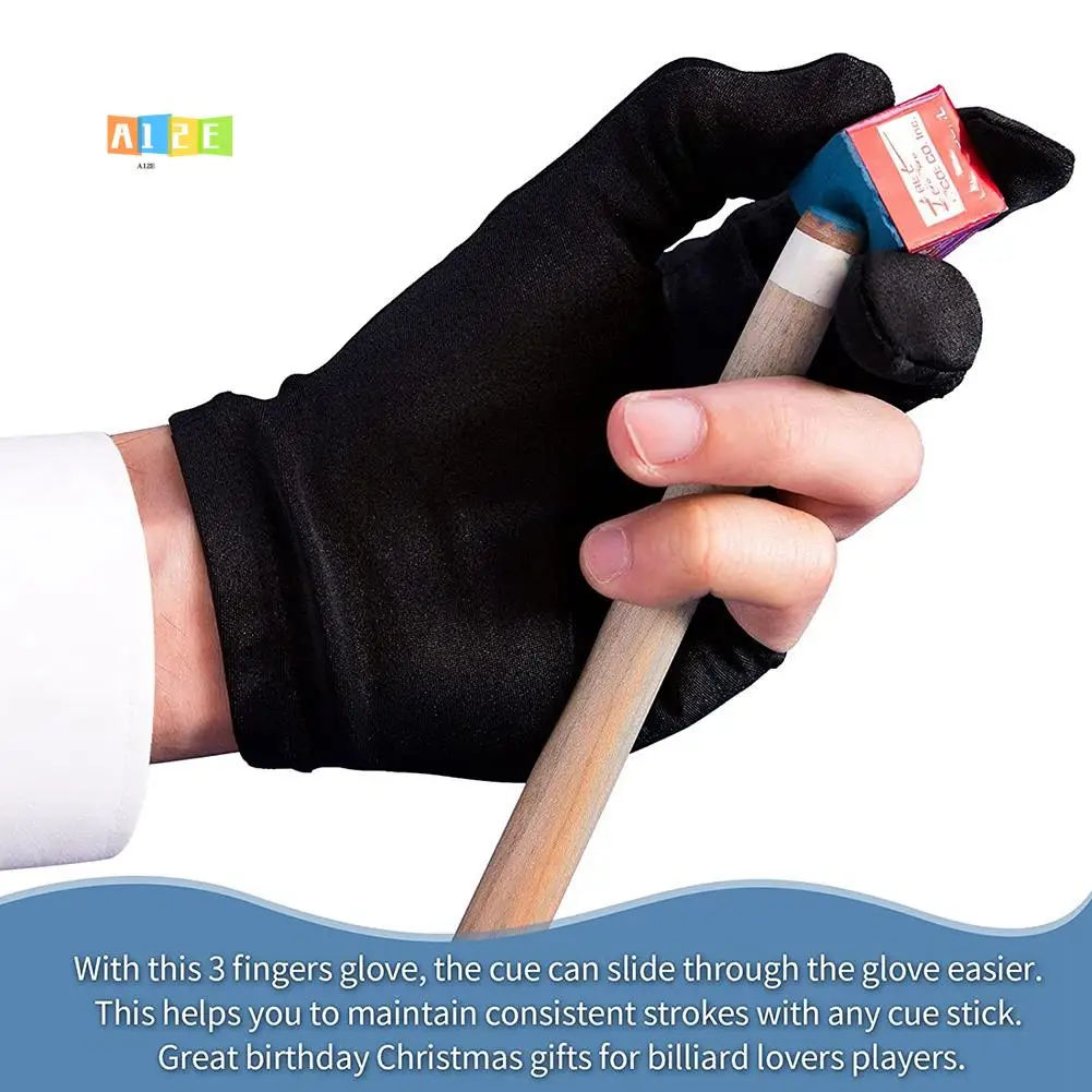 

A12E-Breathable Pool Gloves Billiards Gloves Pool Left Right Hand Gloves Universal 3 Fingers Cue Gloves Cue Sports Gloves