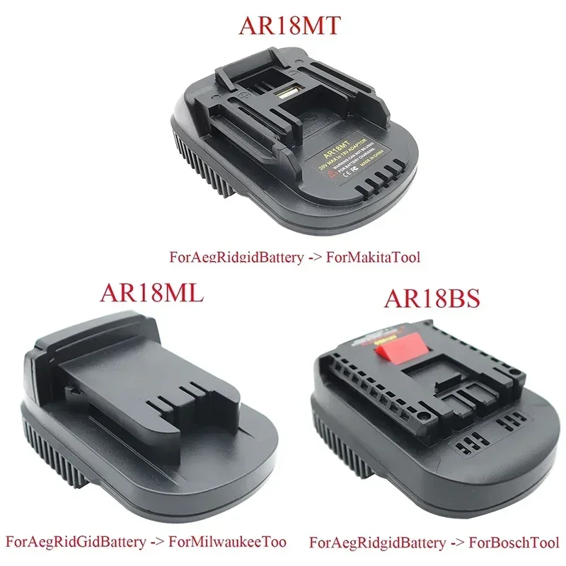 AR18MT AR18BS AR18ML Battery Converter for Aeg/RidGid 18V Lithium-Ion Batteries Adapter for Makita Bosch Milwaukee Power Tools