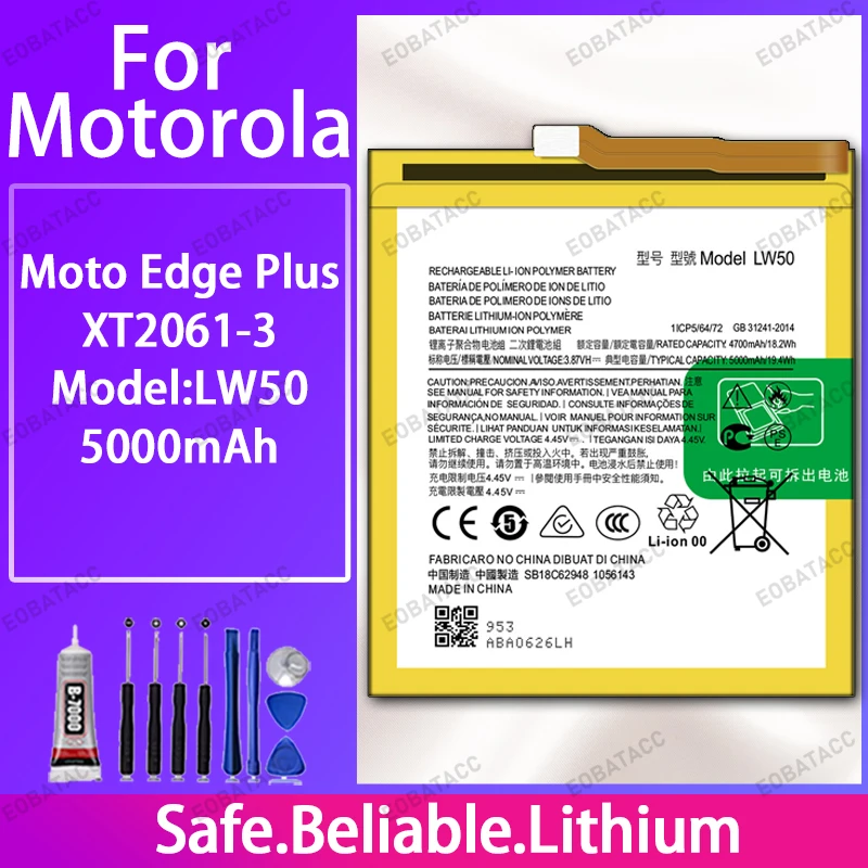 

100% новая батарея LW50 для Motorola Moto Edge Plus/XT2061-3, батареи большой емкости + бесплатные инструменты