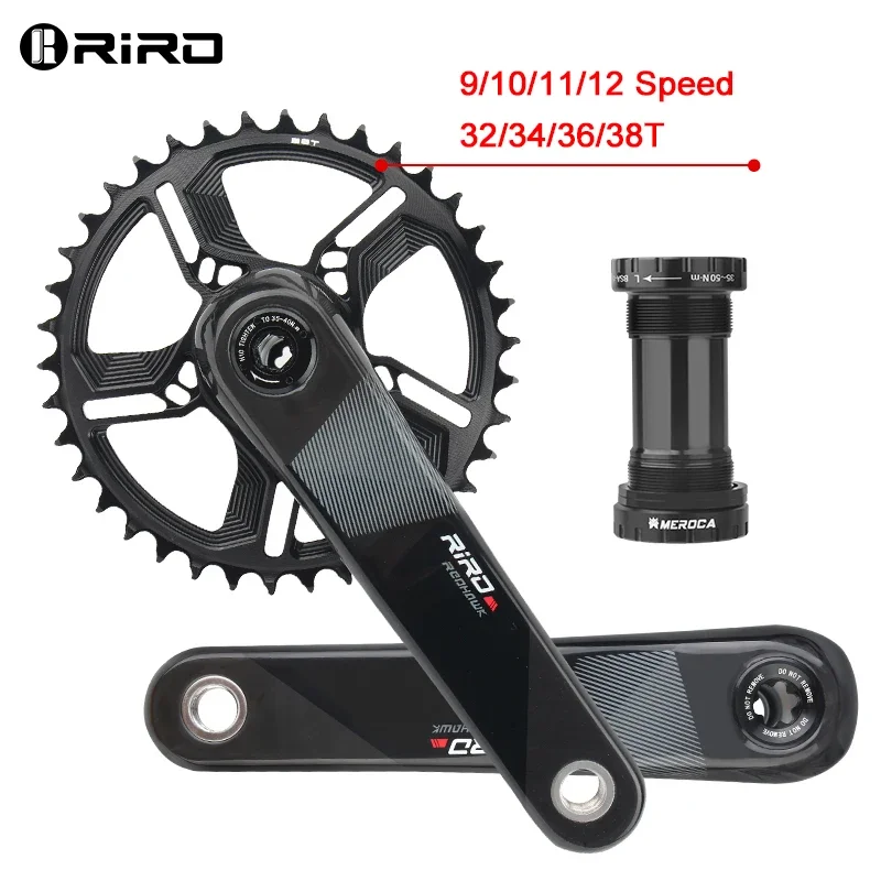 

Карбоновые шатуны RIRO MTB, 11/12 скоростей, GXP, велосипедный карбоновый шатун с прямым креплением, 170 мм, велосипедная звездочка 32/34/36/38T