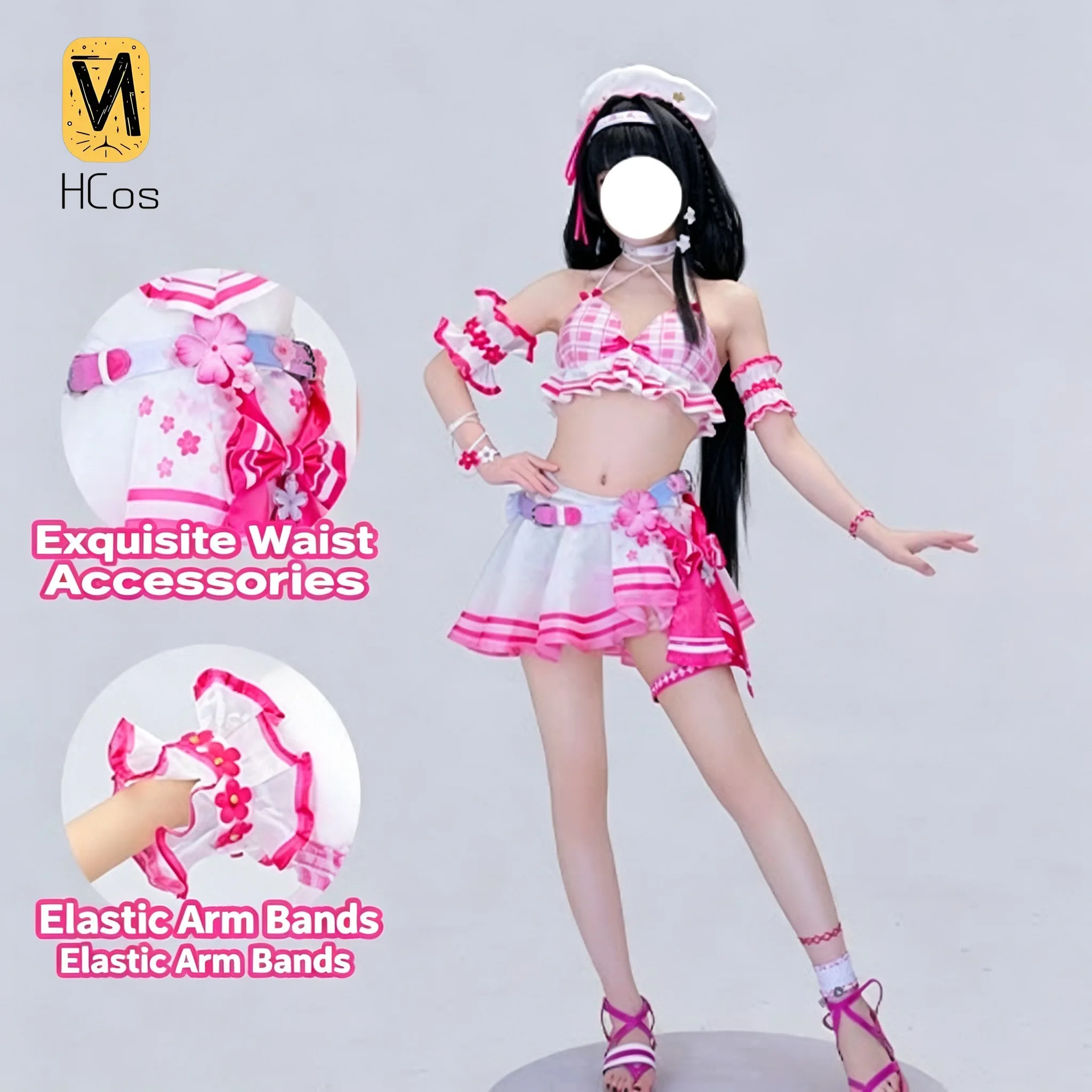 tenue-cosplay-faite-main-costume-cosplay-wuthering-waves-chisa-peach-ice-swimsuit-ver-game-ensemble-complet-d'Ete-tenue-de-plage-pour-fille-hcos