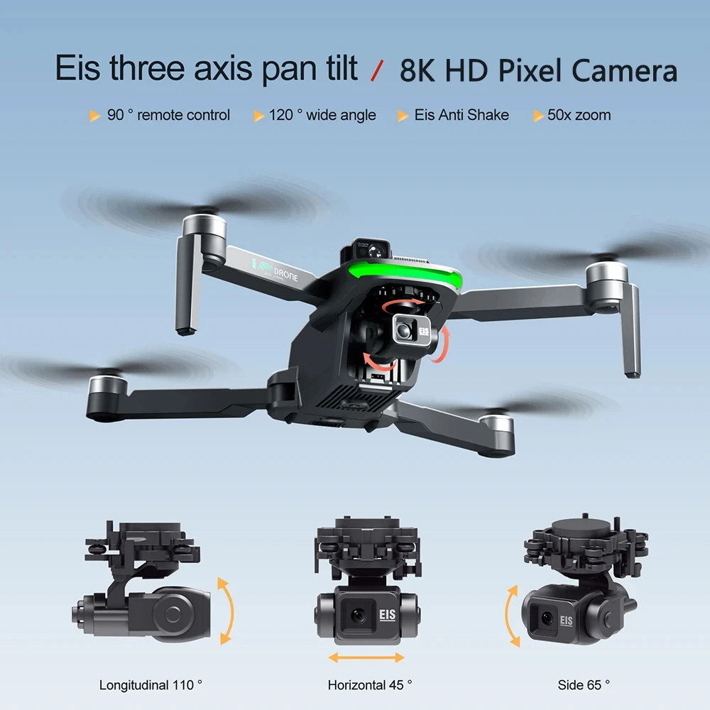 Saxes ProMax-Drone GPS Sans Balais 360, Évitement d'Obstacles, Cardan Anti-Secousse à 3 Axes, Charge de 500g, Transmission FPV à 5000m, Quadrirotor