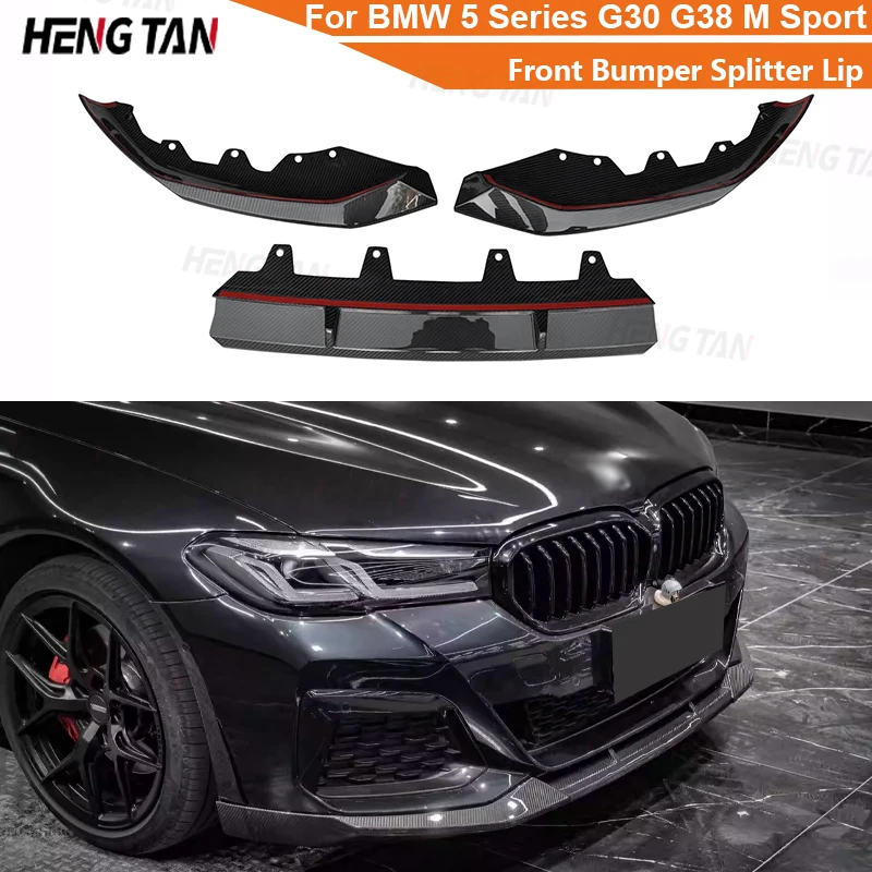 Carbon Fiber Car Front Bumper Splitter Front Lip Chin Spoiler Diffuser For BMW 5 Series G30 G38 M Sport 2021+ Parts Body kit