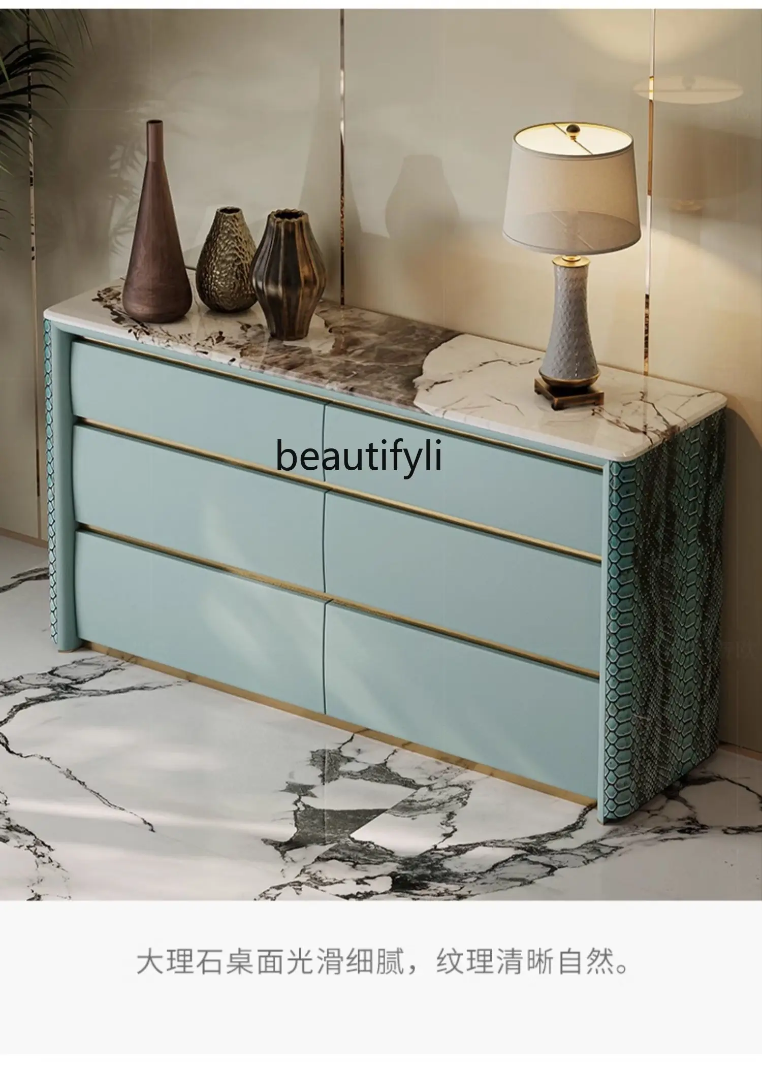 Light Luxury Chest of Six Drawers Chest of Drawers Fashion Marble High-End TV Cabinet Complete Bedroom Storage Hallway Storage