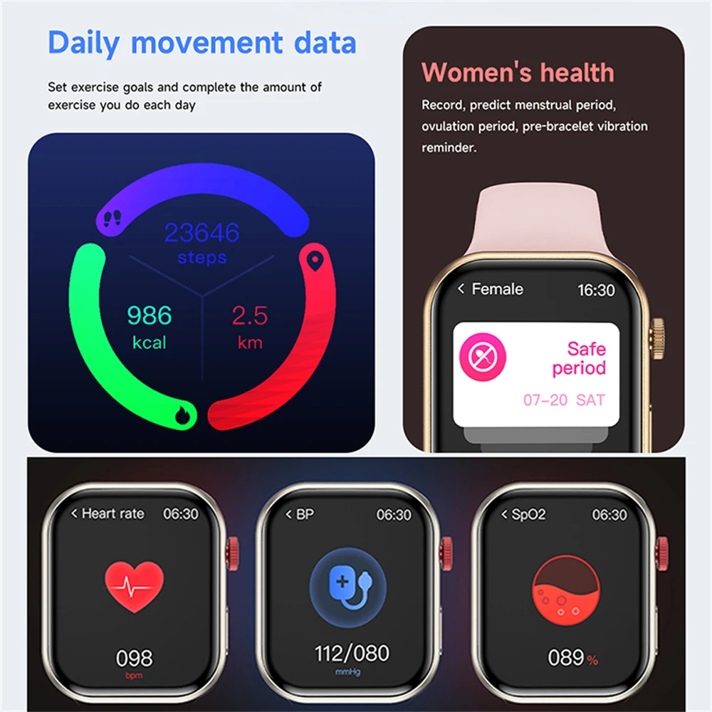 Reloj inteligente deportivo con pantalla de alta definición para hombre y mujer, pulsera con llamadas, Bluetooth, 2,04 pulgadas, para Huawei,