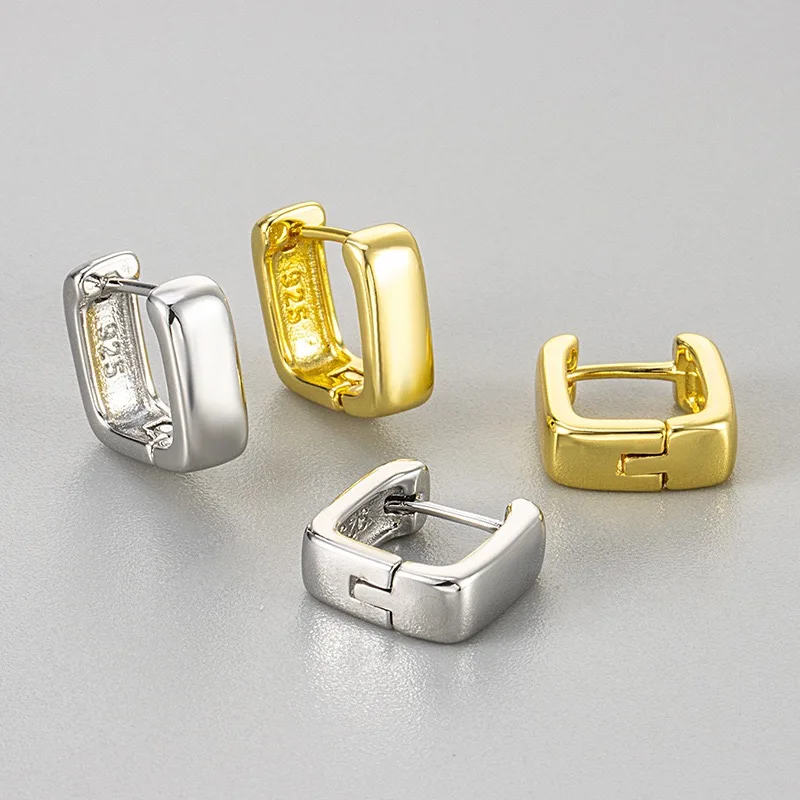 925 فضة أقراط للنساء هندسية التسلق الذهب ساحة القرط الأزياء والمجوهرات هدية حفل زفاف pendientes