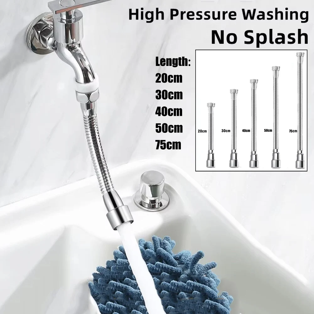 Universal Stainless Steel Faucet Extender 360° Rotation Anti-Splash Head Aerator Bendable Sink Extension Hose Kitchen Accessorie