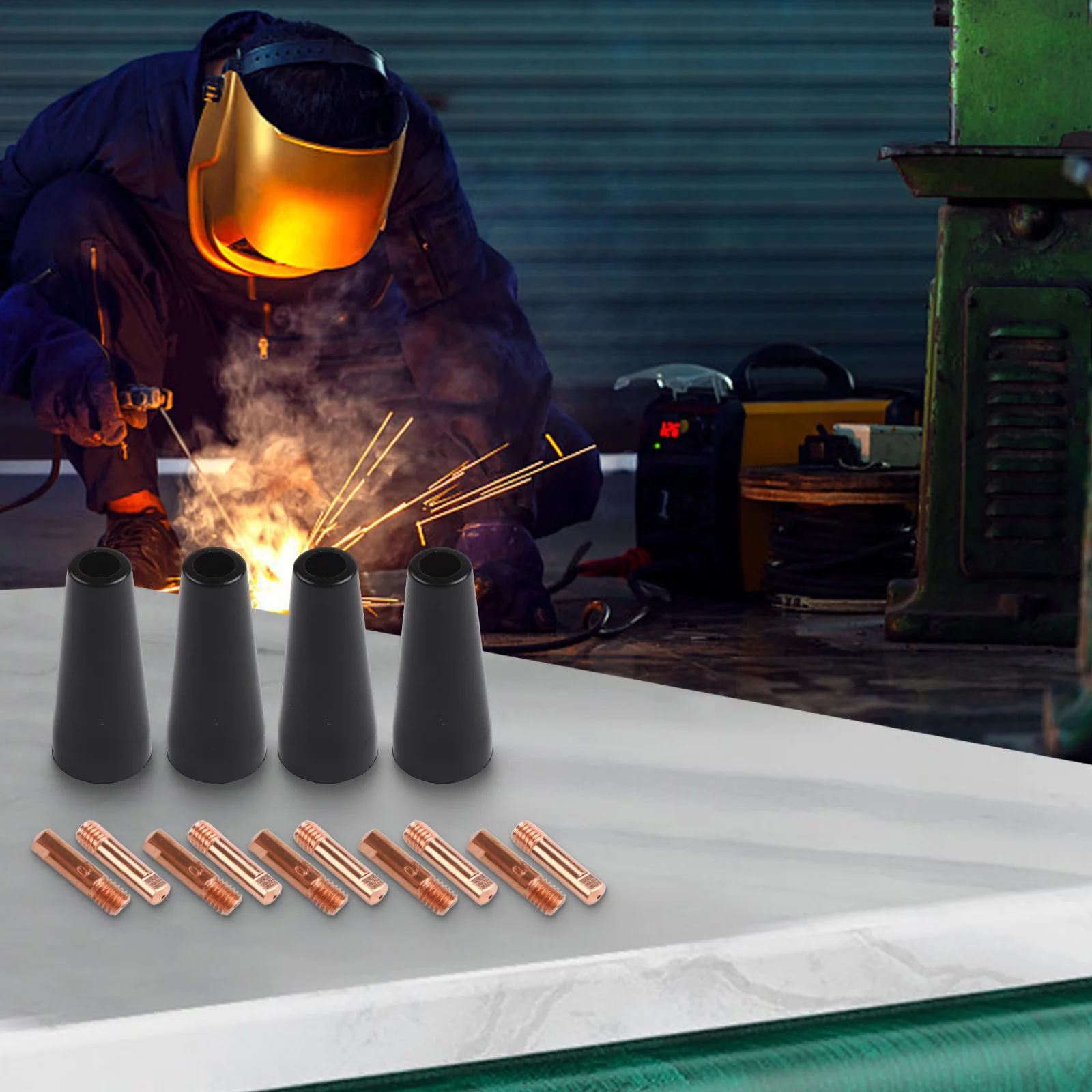 MIG Welding Tips Flux Core Kit Metal Fabrication Welding Accessory Copper And Brass Material Heat Resistant Design