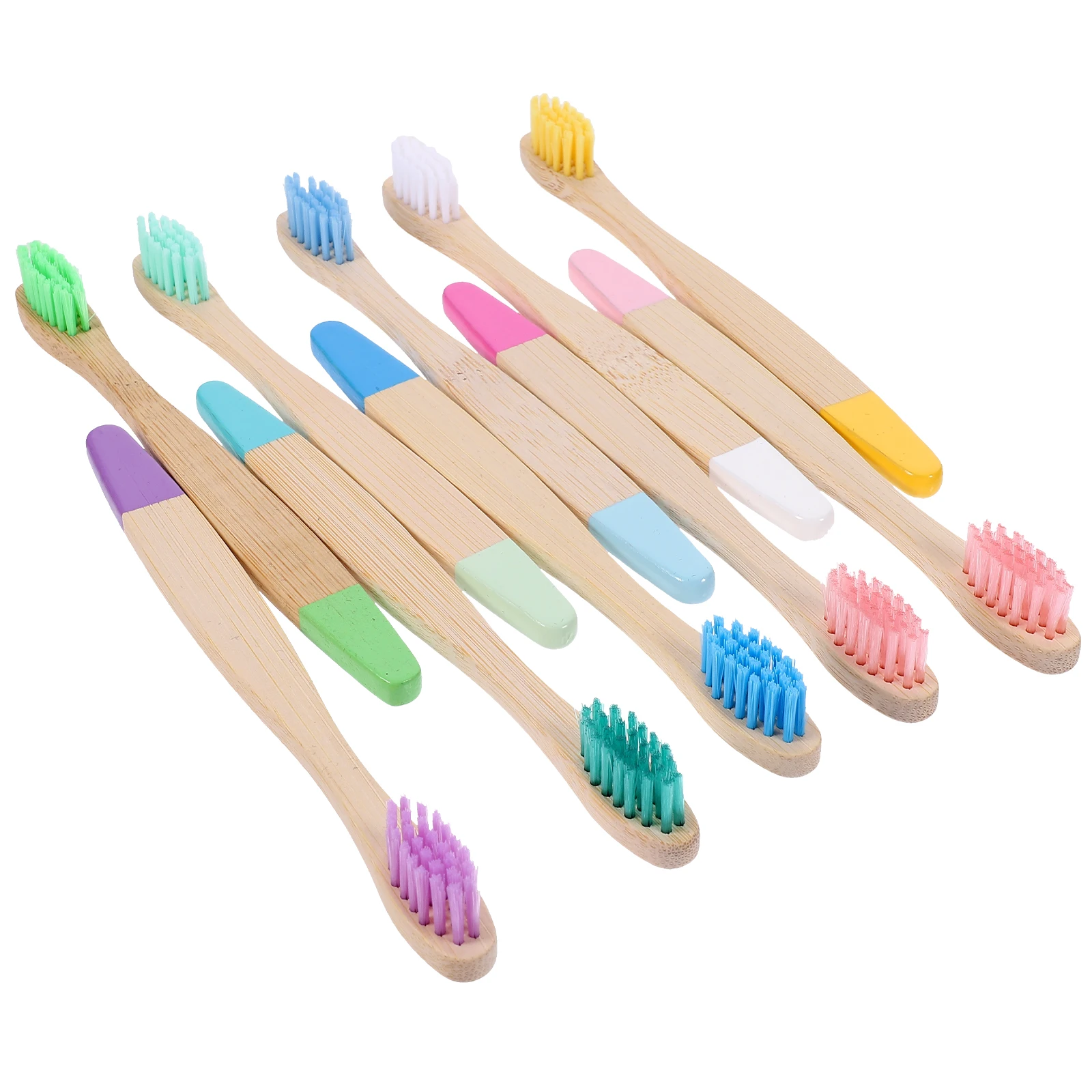 

10Pcs Kids Bamboo Toothbrushes Soft Bristles Biodegradable Handle Safe for Family Daily Care Portable for Hotel Camping