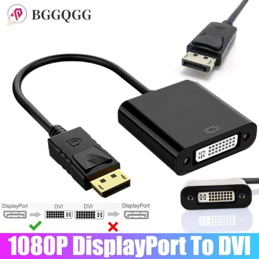 1080P DisplayPort To DVI Adapter DP To DVI Converter Cable Male To Female for Monitor Projector Laptop HDTV Desktop Computer