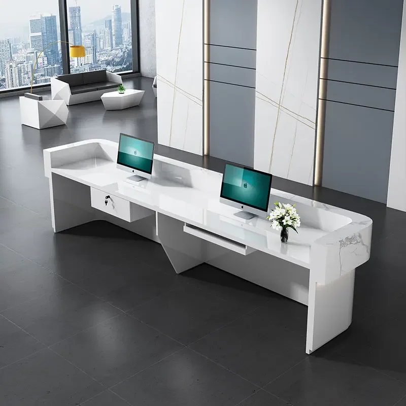 مكاتب استقبال عالية الجودة خفيفة فاخرة الأعمال التجارية خدمة العمل عرض مكتب تقف ترحيب أثاث سكريفانيا #3