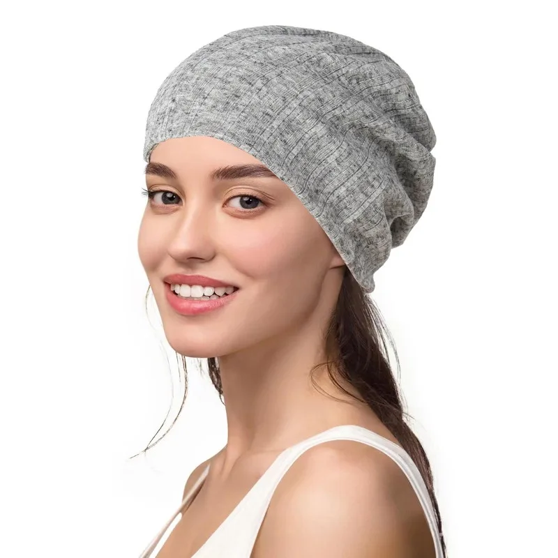 Ribbed Slouchy Beanie Hat Stretch Chemo Cap Multi‑Pastel‑Color Casual Sleep Headwear Loose Turban Hat for Daily Indoor Outdoor