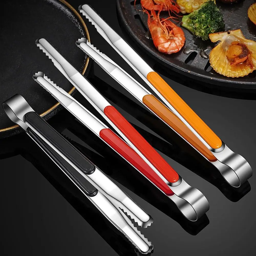 Korean Food Tongs BBQ Meat Bun Stainless Steel Cooking Tongs Utensil Tong Buffet Clips Toast Bread Clamp Kitchen Tools