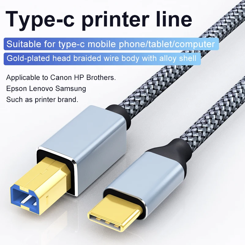Cavo stampante per telefono cellulare Typec a porta quadrata USB adatto per HP Canon Lenovo Samsung Brothers Epson Cavo dati Apple Huawei