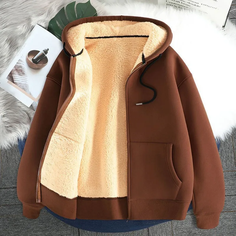 2024 Autumn and Winter New Fashion Solid Color Lamb Wool Hoodie Men\'s Casual Loose Comfortable Warm High Quality Coat M-4XL