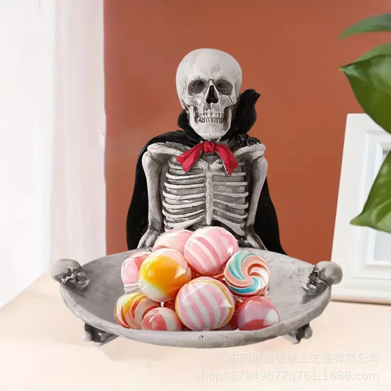 Halloween Gift Cloak Skull Tray Desktop Storage Decoration Resin Craftsmanship Decoration Home Decoration