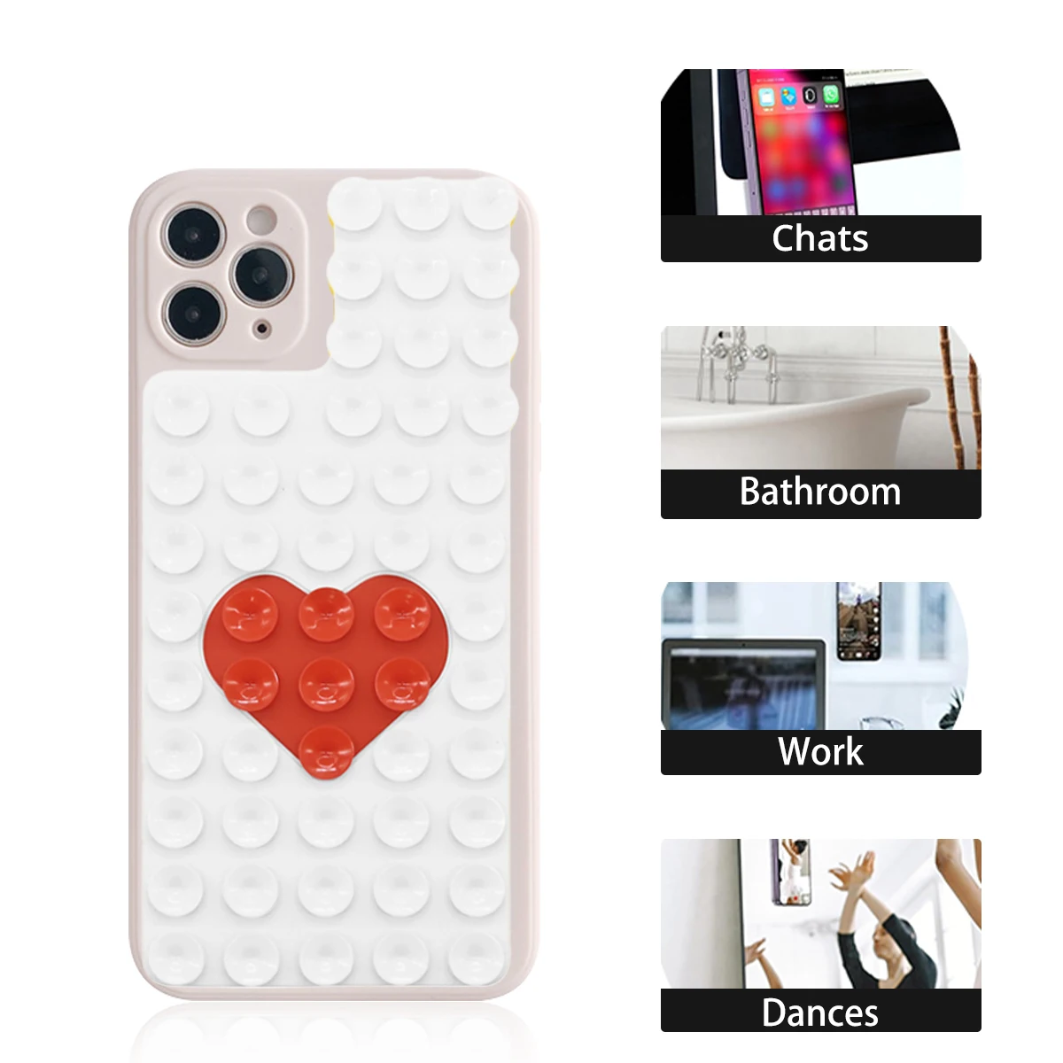

Silicone Suction Phone Holder Mat Multifunctional Suction Cup Wall Stand Square Anti-Slip Single-Sided Case Mount Back Sticker