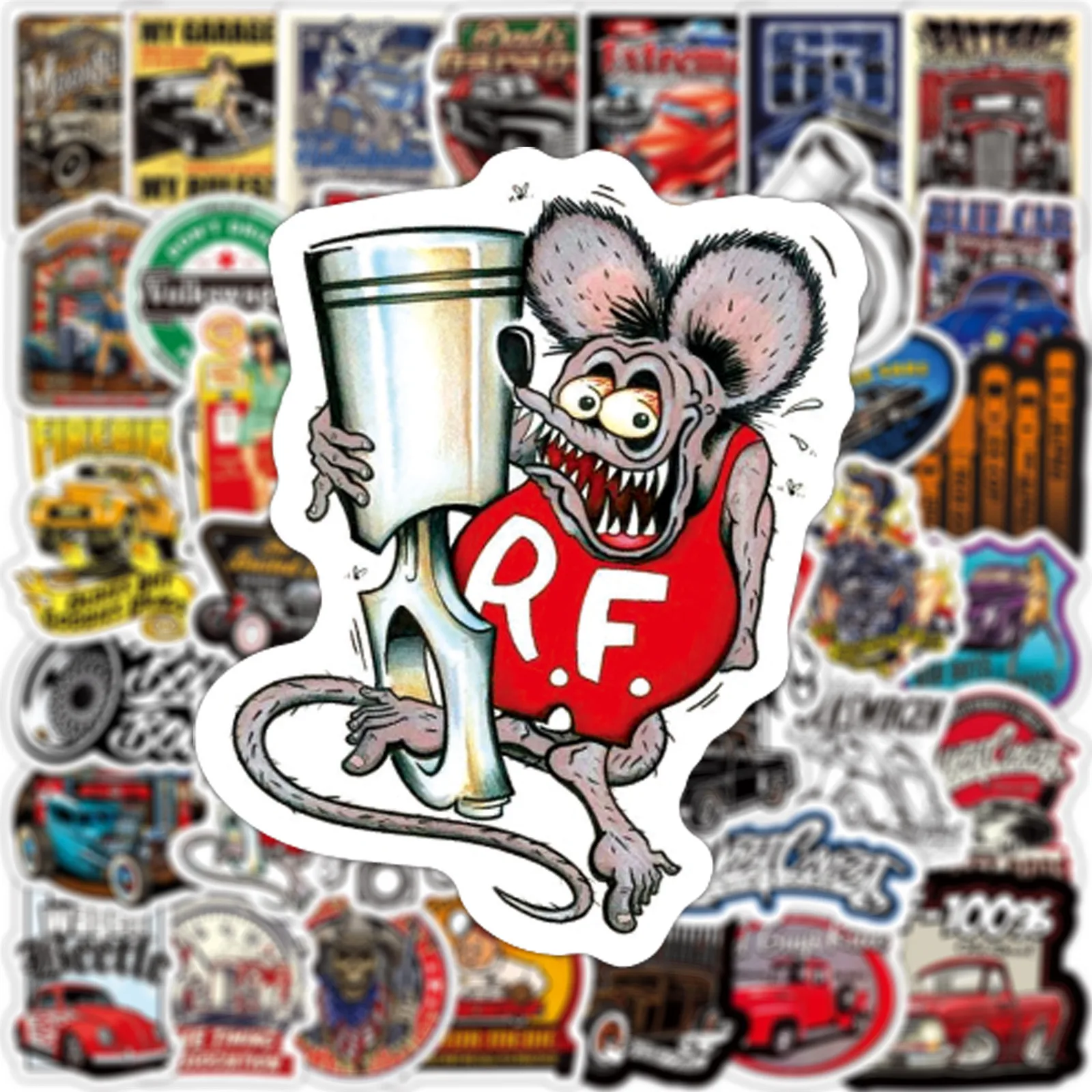 10/50 قطعة الساخن قضيب ريترو خمر سيارة ملصق Diary بها بنفسك مذكرات الكمبيوتر المحمول الأمتعة سكيت الكتابة على الجدران الشارات متعة للطفل اللعب الهدايا