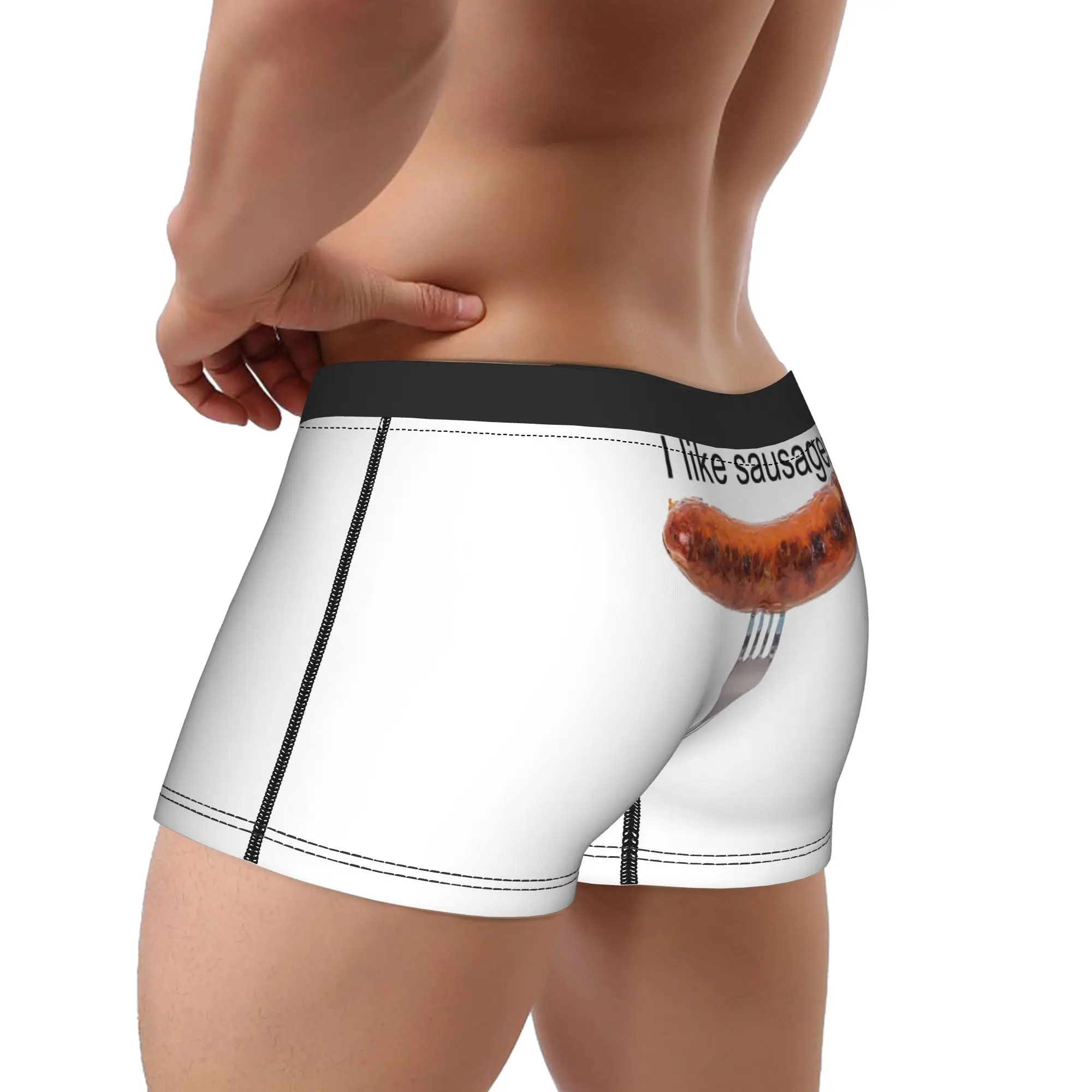 Men Boxer Briefs Shorts Panties Sausage  HOT DOG  Breathable Underwear  Male Funny Plus Size Underpants