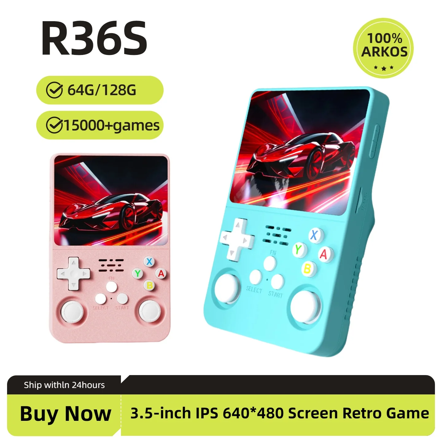 

Портативная игровая консоль R36S Retro — 3,5-дюймовый IPS-экран, 64 ГБ/128 ГБ/256 ГБ, портативное игровое устройство со встроенными играми