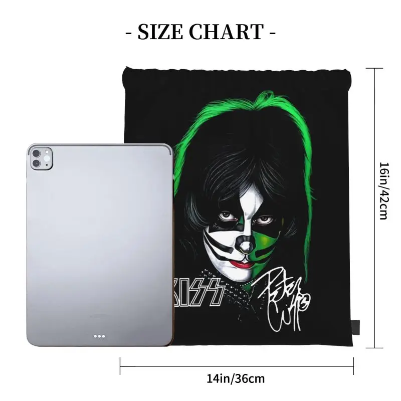 Kiss Rock Band Music Peter Criss Drawstring Bags Gym Bag Fashion Riding Backpack