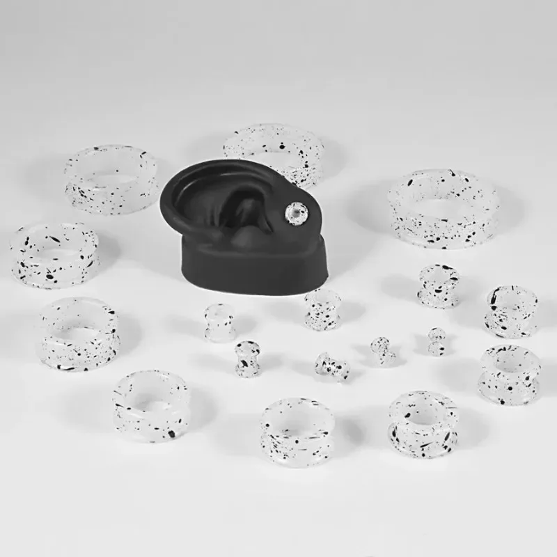 1 Pair AB Spray Paint Shake Some Silicone Hollow  Thickening Pulley Auricle 3-38mm Ear Dilating Puncture Auricle