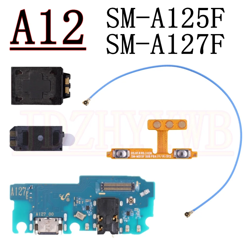 USB Charging Port Board For Samsung A12 A125F A127F Earpiece Loudspeaker Ringer Buzzer Volume Signal Flex Cable