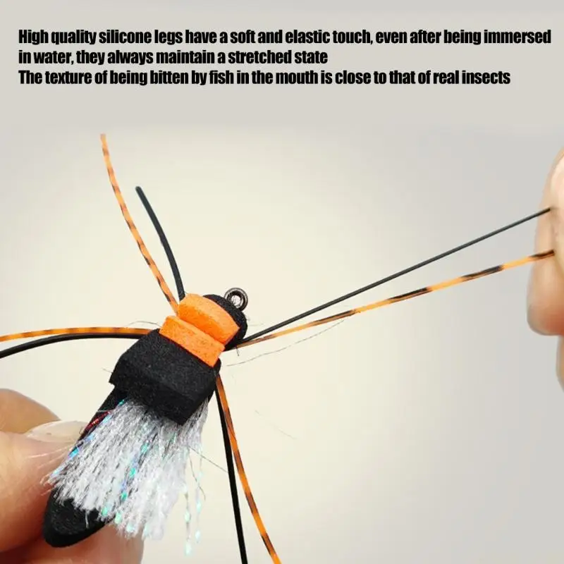 U2JB Fly Fishing Insect Fishing Fly Hook Dry Wet Fly Insect Streamers Tackle Sharpened Hook Trouts Fish Foam Head Fly Lures