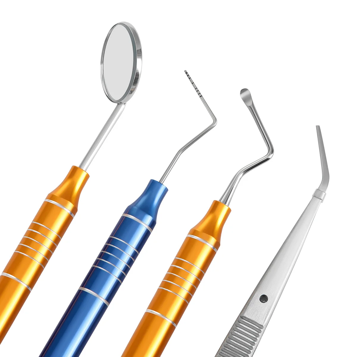 4PCS Dental Teeth Scraper Mouth Mirror Tweezer Set Stainless Steel Dentistry Cleaning Tools Kit Dental Probe Tooth Care Tools