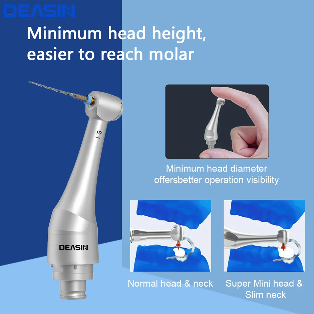 6:1 Super Mini Contra Angle Head for Endo Motor Dental Reciprocating Endomotor Head Endodontics Compatible With Woodpecker