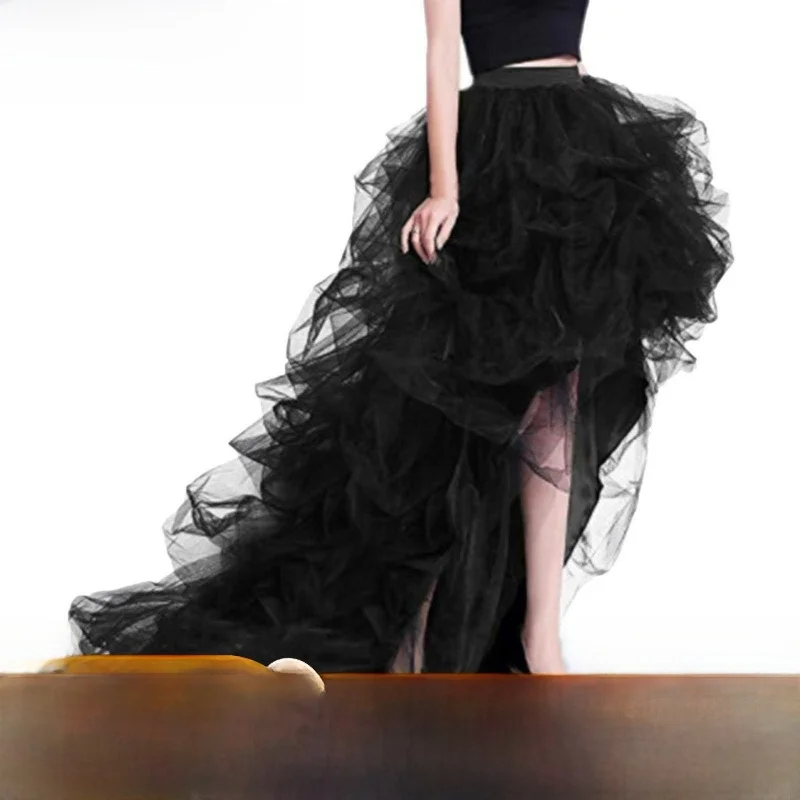 

Женская пышная юбка с высокой талией, однотонная длинная юбка, неровный подол, другой материал, 00% лето 2023