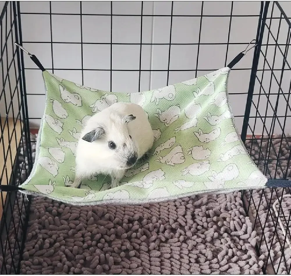 3 Größen Doppelseitige Meerschweinchen-Hängematte aus Eisseide Hautfreundliche Hamster-Hängematte mit 4 Haken zum Aufhängen Kleintierzubehör – Detail 13