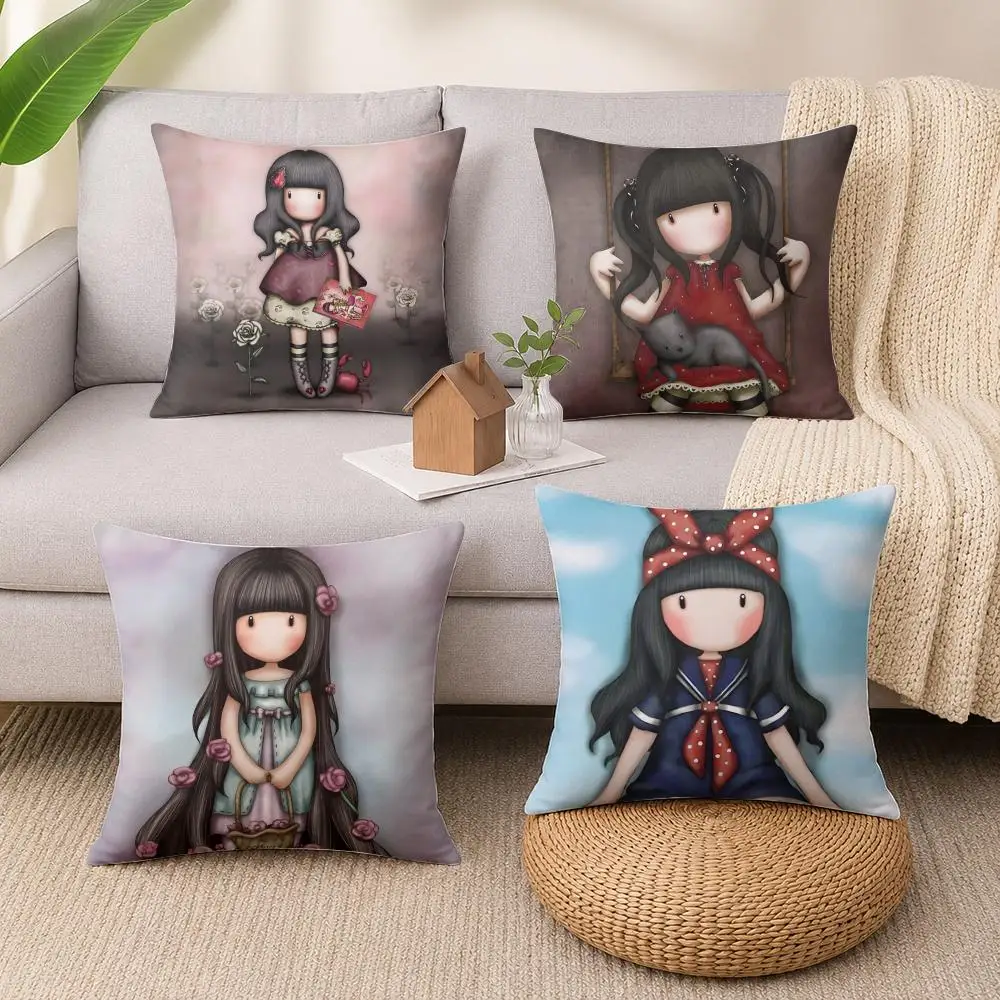 Cartoon S-Santoro Gorjuss Cushion Cover Wrinkle-Resistant Short Plush Cushion Covers Breathable Machine-Washable