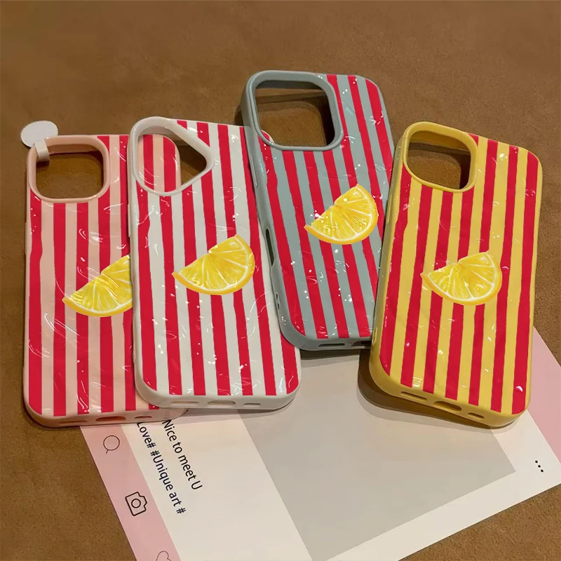 Capa de Telefone com Estampa de Limão para iPhone 17 Air 16 15 11 Pro 13 12 14 17 Pro Max 11 Plus, Capa de Silicone Macia e à Prova de Choque